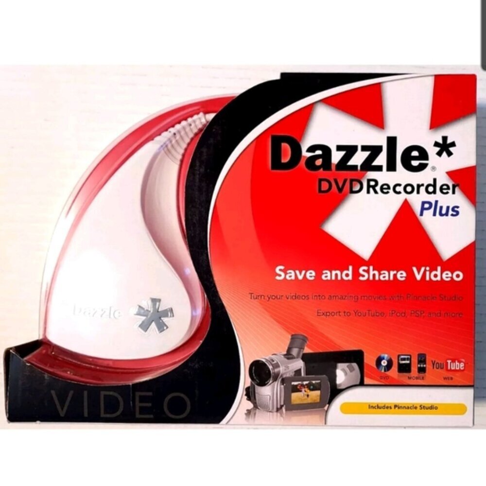 Dazzle DVD Recorder Plus Includes Pinnacle Studio - Save & Share Video - New